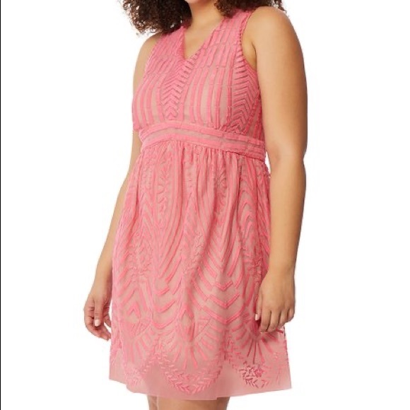 Rebel Wilson x Angels Embroidered Mesh Empire Waist Dress Confetti Size 1X NWT - Picture 2 of 13